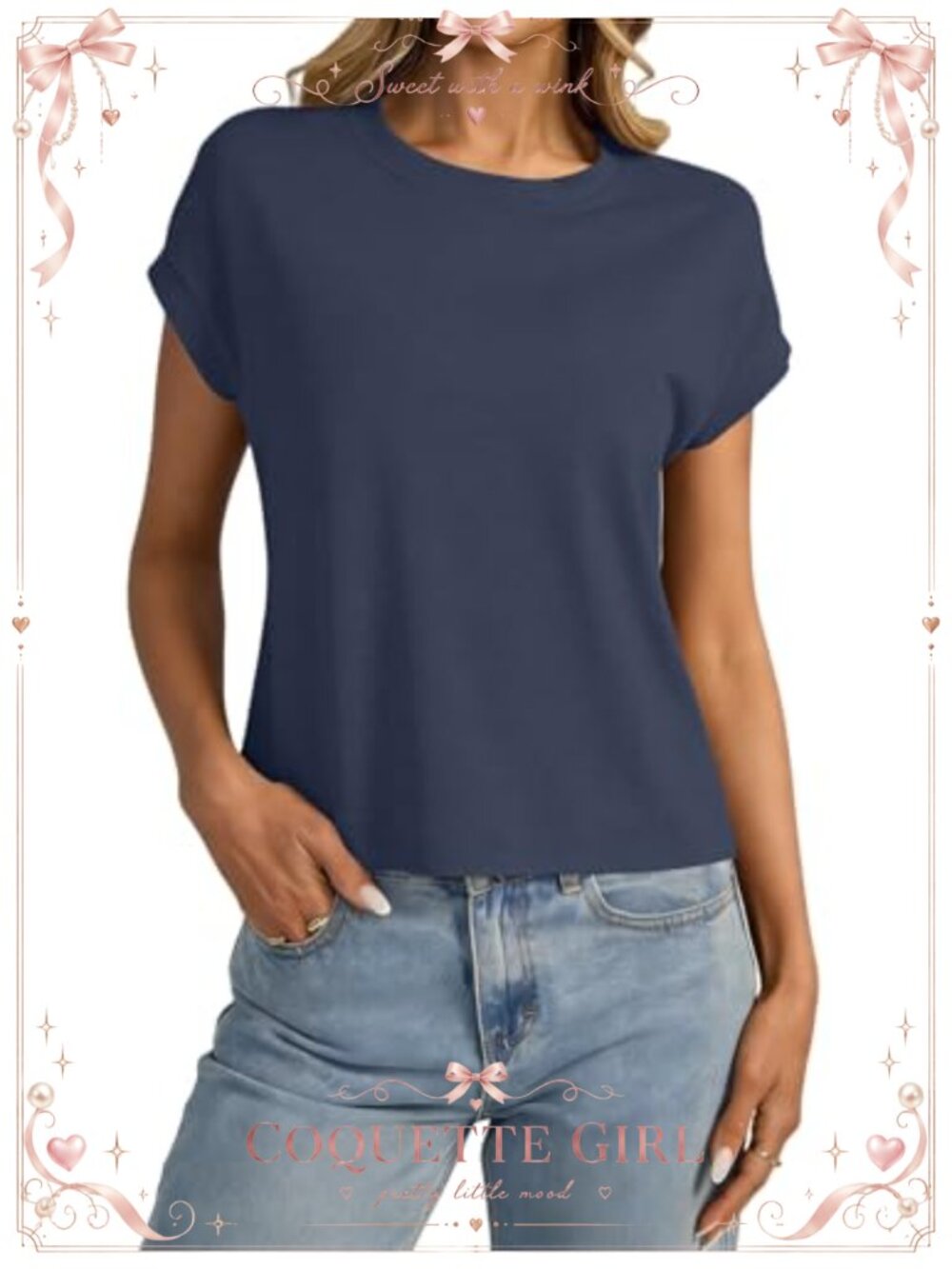 Womens Cap Sleeve Crop Top Loose Fit Boxy Crewneck Summer Tee